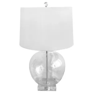 Glass Urn Lamp With White Linen Shade - Lamp Base & Shade by OneWorld Collection, a Table & Bedside Lamps for sale on Style Sourcebook