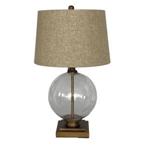 Ivy Antique Brass And Glass With Natural Linen Shade by OneWorld Collection, a Table & Bedside Lamps for sale on Style Sourcebook