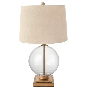 Ivy Small Antique Brass And Glass With Natural Linen Shade by OneWorld Collection, a Table & Bedside Lamps for sale on Style Sourcebook