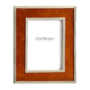 Verona Photoframe Medium Tan & Shiny Nickel by OneWorld Collection, a Photo Frames for sale on Style Sourcebook