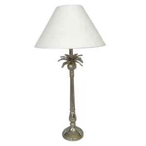Nickel Pineapple Leaf Lamp W/White Shade - Lamp Base & Shade by OneWorld Collection, a Table & Bedside Lamps for sale on Style Sourcebook