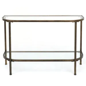 Palladium 120cm Curved Glass Console Table Brass by OneWorld Collection, a Console Table for sale on Style Sourcebook