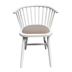 Round Curved Strip Back Elm Wood Dining Chair White by OneWorld Collection, a Dining Chairs for sale on Style Sourcebook