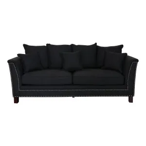 Manhattan 3 Seat Sofa Charcoal W/Silver Studs by OneWorld Collection, a Sofas for sale on Style Sourcebook