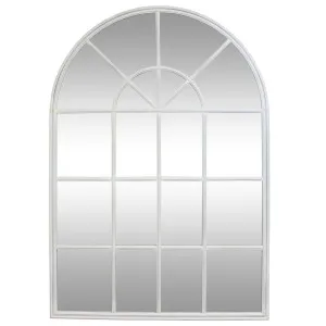 Iron Arch Mirror With Panes White by OneWorld Collection, a Mirrors for sale on Style Sourcebook
