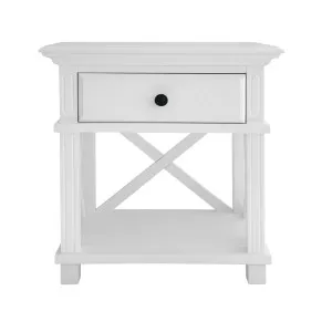 Sorrento Hamptons Bedside Table W/Drawer White by OneWorld Collection, a Bedside Tables for sale on Style Sourcebook