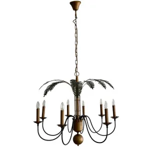 Palm Leaves Iron Chandelier 8 Lights by OneWorld Collection, a Pendant Lighting for sale on Style Sourcebook