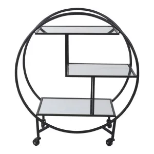 Black Bar Cart W/ Mirror Shelves by OneWorld Collection, a Sideboards, Buffets & Trolleys for sale on Style Sourcebook