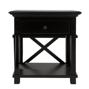 Sorrento Hamptons Bedside Table W/Drawer Black by OneWorld Collection, a Bedside Tables for sale on Style Sourcebook