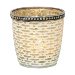 7.5Cm Silv/White Patterned Votive by OneWorld Collection, a Christmas for sale on Style Sourcebook