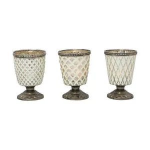 Set 3 Silv/White Tealight Holders by OneWorld Collection, a Christmas for sale on Style Sourcebook