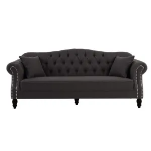 Vaucluse Buttoned 3 Seat Sofa Charcoal W/ Studs by OneWorld Collection, a Sofas for sale on Style Sourcebook