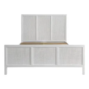 Santorini Hamptons Timber/Rattan Queen Bed White by OneWorld Collection, a Bed Heads for sale on Style Sourcebook