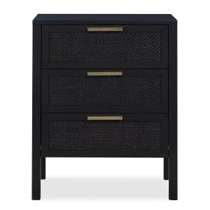 Santorini Bedside 3 Drawers Black by OneWorld Collection, a Bedside Tables for sale on Style Sourcebook