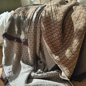 Aiyana Muslin Cotton Reversible Throw Blanket 150x200cm - Earthy Tone | Green by null, a Cushions, Decorative Pillows for sale on Style Sourcebook