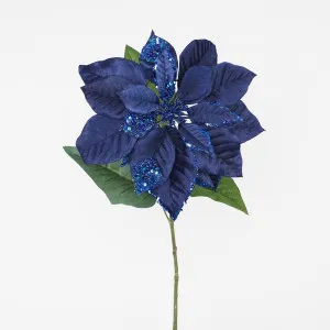 Single Large Velvet & Glitter Poinsettia Blue by Florabelle Living, a Plants for sale on Style Sourcebook
