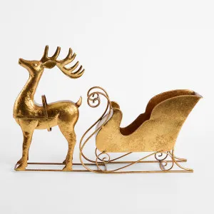 Golden Reindeer & Sleigh Table Decoration by Florabelle Living, a Statues & Ornaments for sale on Style Sourcebook
