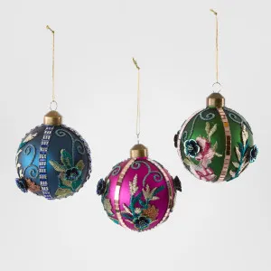 Brocade Mixed Baubles - Box Set of 3 by Florabelle Living, a Christmas for sale on Style Sourcebook