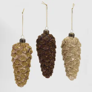 Glitter Pinecone Trio Bronze - Box Set of 3 by Florabelle Living, a Christmas for sale on Style Sourcebook