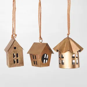 Brass Bird House Decorations - Set of 3 by Florabelle Living, a Christmas for sale on Style Sourcebook