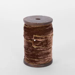 Frayed Velvet Ribbon Brown 30mm x 10m by Florabelle Living, a Christmas for sale on Style Sourcebook
