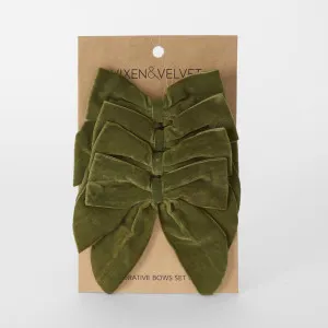 Velvet Bows w Clip Green - Set of 4 by Florabelle Living, a Christmas for sale on Style Sourcebook