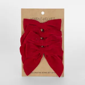 Velvet Bows w Clip Red - Set of 4 by Florabelle Living, a Christmas for sale on Style Sourcebook
