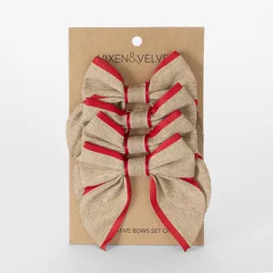 Jute Trim Bows w Clip Red - Set of 4 by Florabelle Living, a Christmas for sale on Style Sourcebook