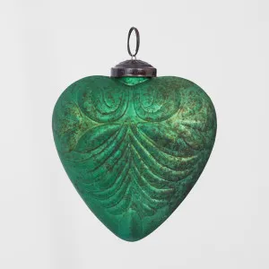 Pattern Heart Glass Decoration Green by Florabelle Living, a Christmas for sale on Style Sourcebook