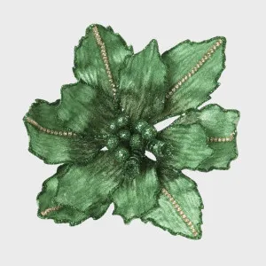 Velvet Crystal Clip on Poinsettia Emerald Green by Florabelle Living, a Plants for sale on Style Sourcebook