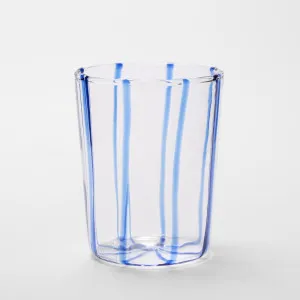 La Dolce Vita Pinstripe Glass Tumbler Blue by Florabelle Living, a Statues & Ornaments for sale on Style Sourcebook