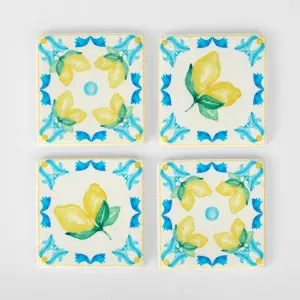 La Dolce Vita Lemon Coasters - Set of 4 by Florabelle Living, a Statues & Ornaments for sale on Style Sourcebook
