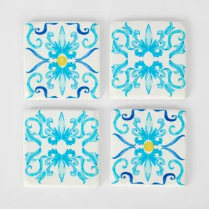 La Dolce Vita Pattern Coasters Blue - Set of 4 by Florabelle Living, a Statues & Ornaments for sale on Style Sourcebook