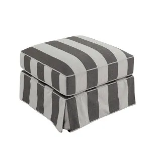 Noosa Hamptons Ottoman Grey/Cream Stripe by Florabelle Living, a Stools for sale on Style Sourcebook