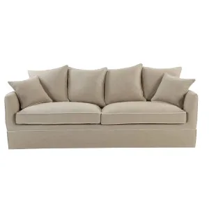 Noosa Hamptons 3 Seat Queen Sofa Bed Natural W/White Piping by Florabelle Living, a Sofas for sale on Style Sourcebook