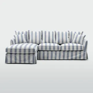 Noosa 3 Seater Left Chaise Sofa Blue Sky Stripe by Florabelle Living, a Sofas for sale on Style Sourcebook