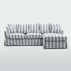 Noosa 3 Seater Right Chaise Sofa Blue Sky Stripe by Florabelle Living, a Sofas for sale on Style Sourcebook