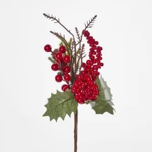 Christmas Holly and Red Berry Pick 32cm by Florabelle Living, a Plants for sale on Style Sourcebook