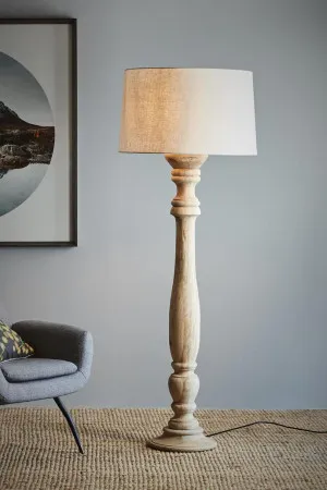 Candela Large - Natural - Turned Wood Candlestick Floor Lamp by Florabelle Living, a Floor Lamps for sale on Style Sourcebook