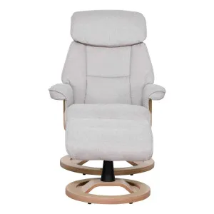 Reggie Recliner Chair + Ottoman in Belfast Beige / Natural Leg by OzDesignFurniture, a Chairs for sale on Style Sourcebook