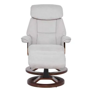 Reggie Recliner Chair + Ottoman in Belfast Beige / Chocolate Leg by OzDesignFurniture, a Chairs for sale on Style Sourcebook
