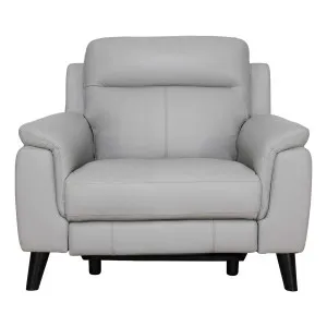 Forbes Recliner Armchair in Leather Pewter by OzDesignFurniture, a Chairs for sale on Style Sourcebook