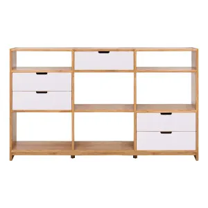 Franco Low Triple Shelf Unit in Mangowood Clear / White Drawers by OZ Design, a Wall Shelves & Hooks for sale on Style Sourcebook