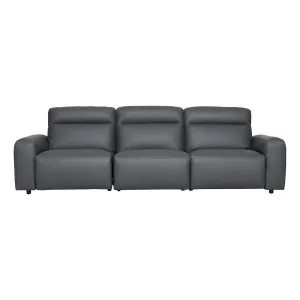 Jude 3 Seater Recliner Sofa in Linea Leather Charcoal by OZ Design, a Sofas for sale on Style Sourcebook