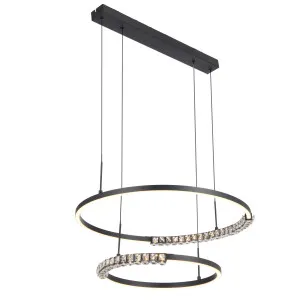 Telbix Brera 2 Tier Tricolour LED Round Pendant with Crystals Black by Telbix, a Pendant Lighting for sale on Style Sourcebook