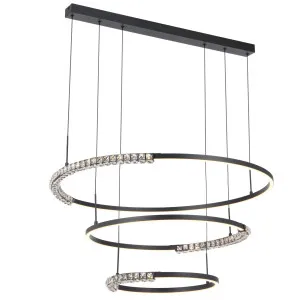 Telbix Brera 3 Tier Tricolour LED Round Pendant with Crystals Black by Telbix, a Chandeliers for sale on Style Sourcebook