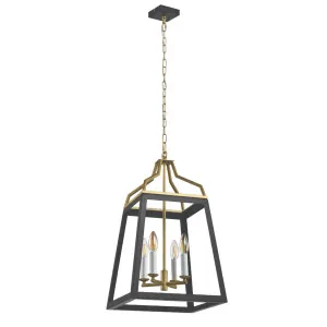 Telbix Monteal 4 Light Pendant Black and Antique Gold by Telbix, a Pendant Lighting for sale on Style Sourcebook