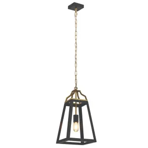 Telbix Monteal 1 Light Pendant Black and Antique Gold by Telbix, a Pendant Lighting for sale on Style Sourcebook