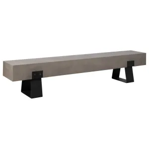 Vault 220cm Concrete Bench, Dark Grey &amp; Matte Black by null, a Benches for sale on Style Sourcebook