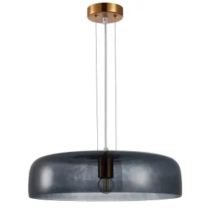 CLA Gelatina Oversized Dome Glass Pendant with Brass Accents Smokey Black by Compact Lamps Australia, a Pendant Lighting for sale on Style Sourcebook